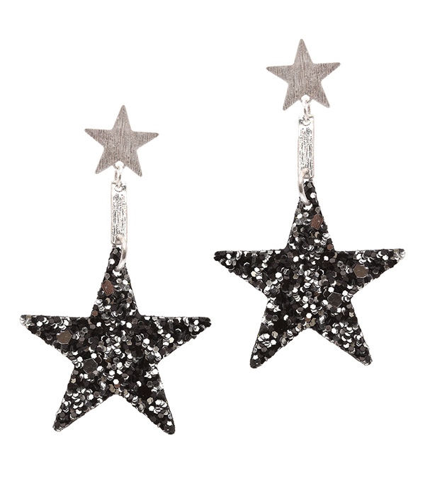 FABRIC GLITTER STAR EARRING