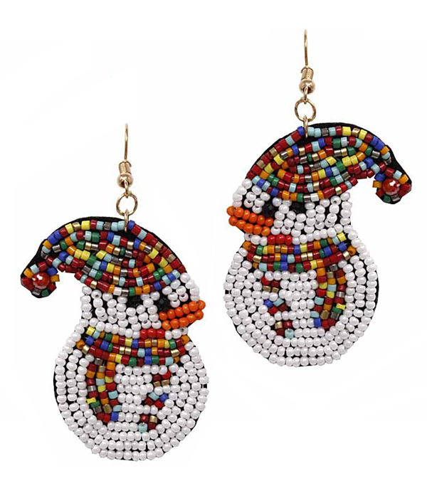 CHRISTMAD THEME MULTI BEAD SNOWMAN EARRING