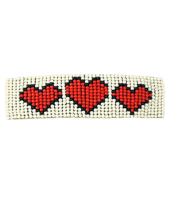 Multi bead heart hair pin -valentine