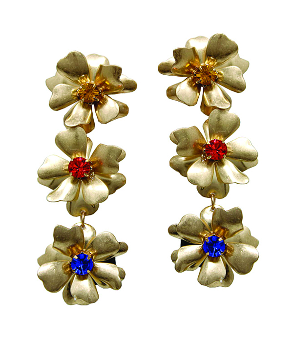 PEARL CENTER MULTI FLOWER DROP EARRING