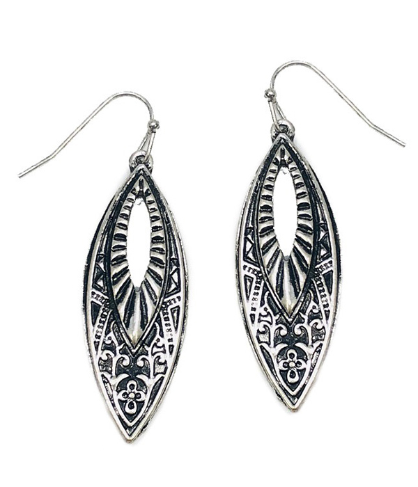Antique metal textured earring