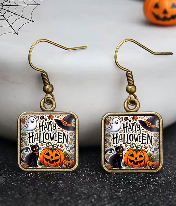 Halloween pumpkin and cat earring