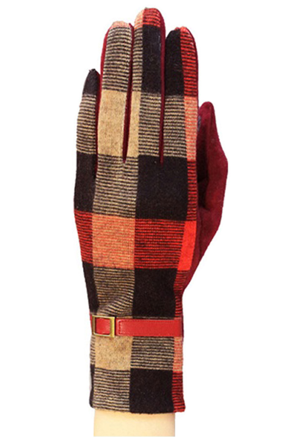 Color plaid fashion touchphone gloves - a pair