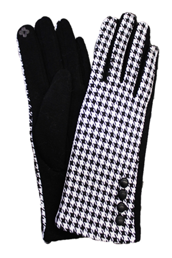 Houndtooth fashion touchphone gloves - a pair