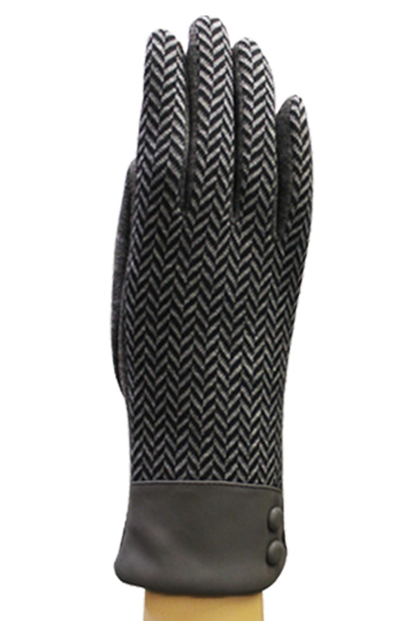 Chevron pattern leather wrist fashion gloves - a pair