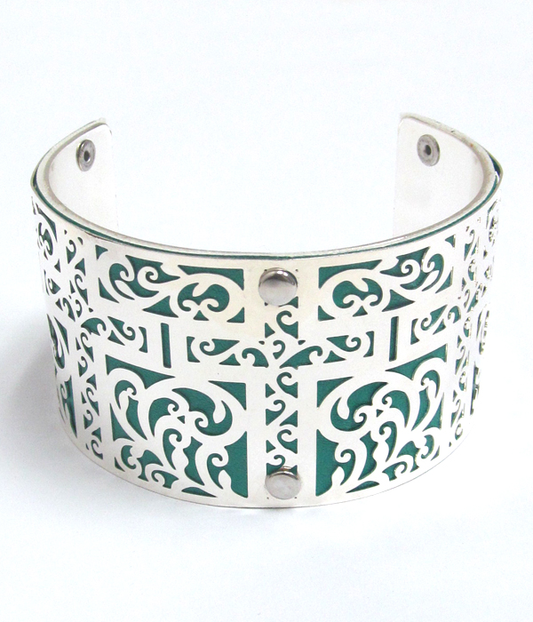 Metal filigree cross bracelet