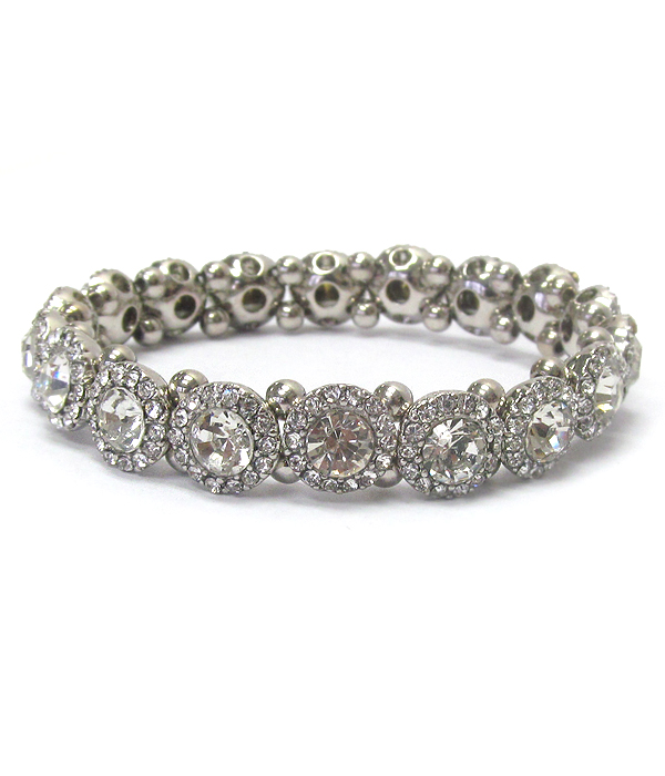 Multi facet glass and crystal stretch bracelet