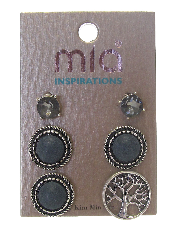 Turquoise tree of life 3 pair earring set