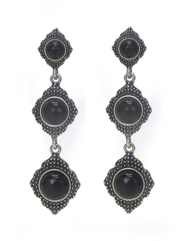 Triple stone earring drop earring set 