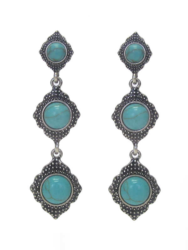 Triple stone earring drop earring set 