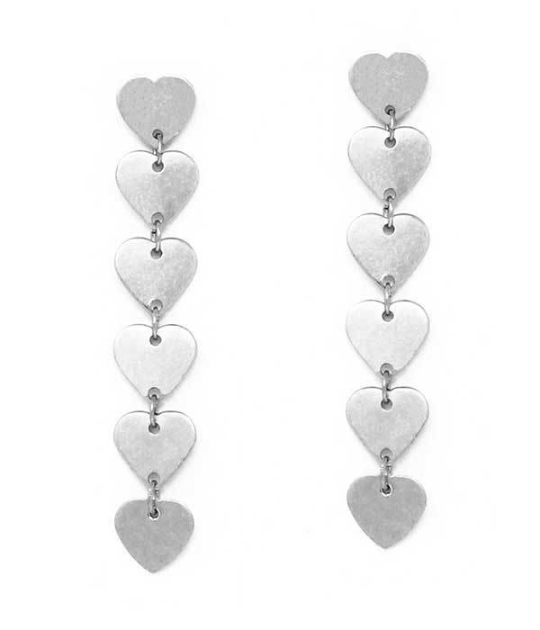 MULTI HEART LINK DROP EARRING -valentine