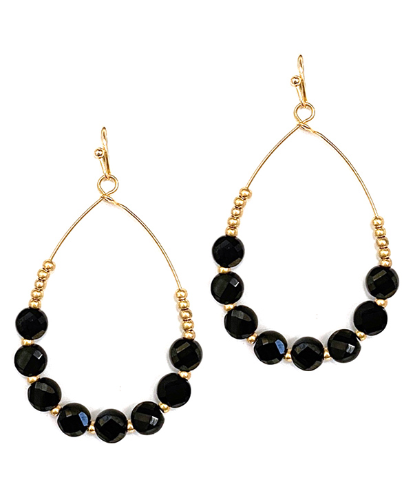 Facet glass and wire teardrop earring