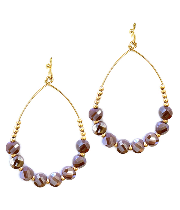 Facet glass and wire teardrop earring