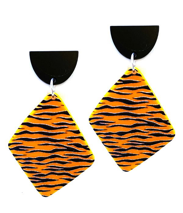 Art work 3d printing polymer clay earring - animal print