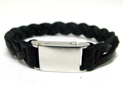 METAL CLASP BRADIED LEATHER BAND BRACELET