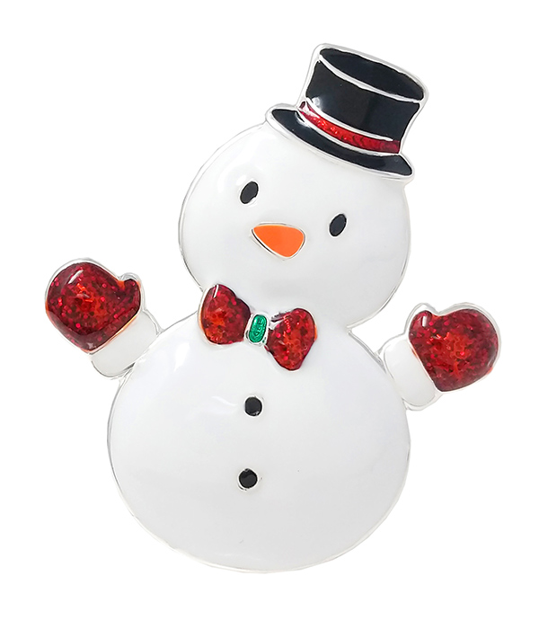 Christmas theme epoxy snowman brooch or pin