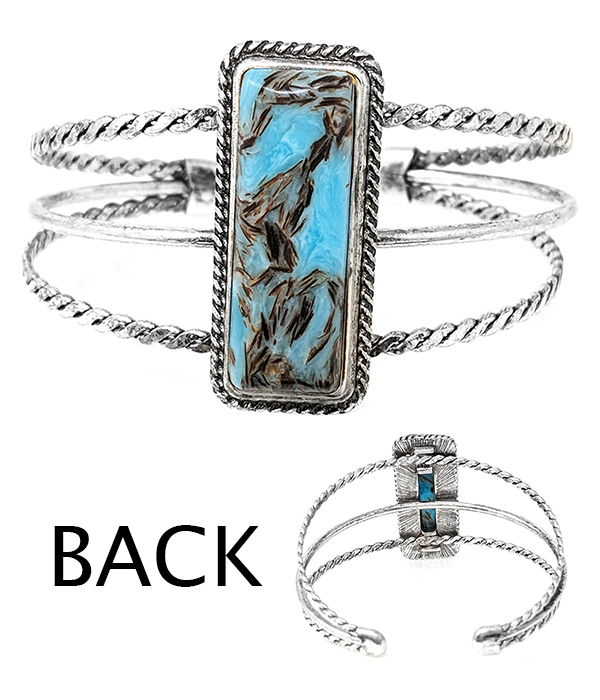 Semi precious stone multi wire bangle bracelet