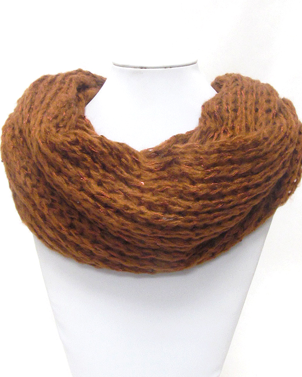Plain knit and sequin infinity muffler