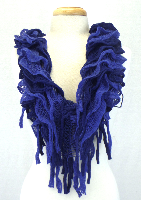 Fringe drop knit infinity muffler