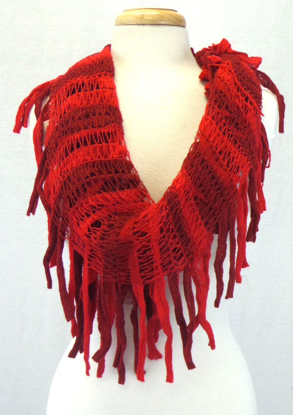 Fringe drop knit infinity muffler