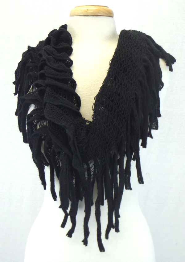 Fringe drop knit infinity muffler