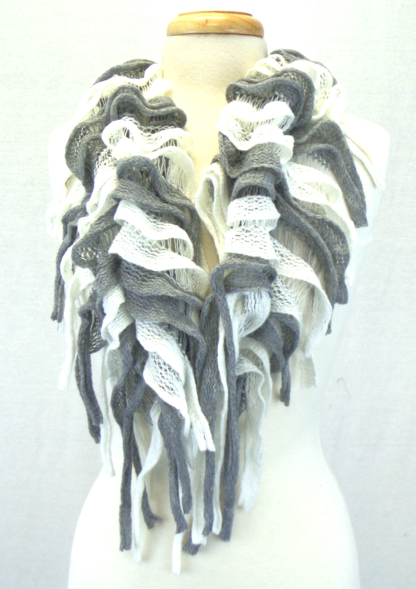 Fringe drop knit infinity muffler