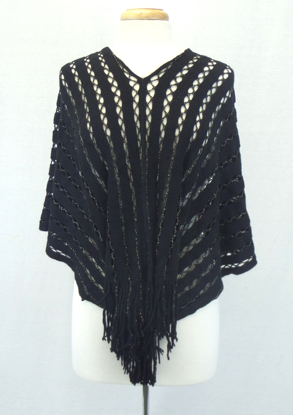 Fringe drop knit poncho