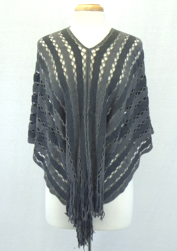 Fringe drop knit poncho