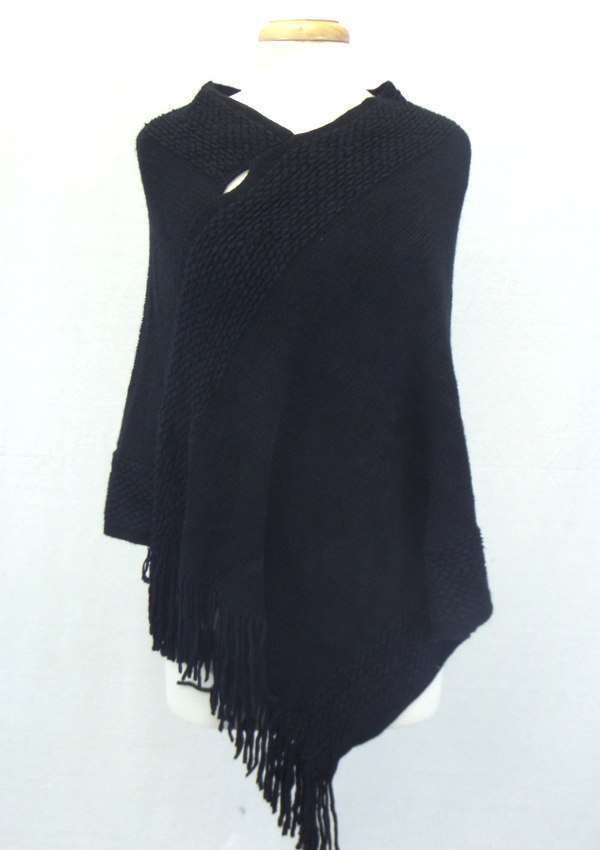 Fringe drop knit poncho
