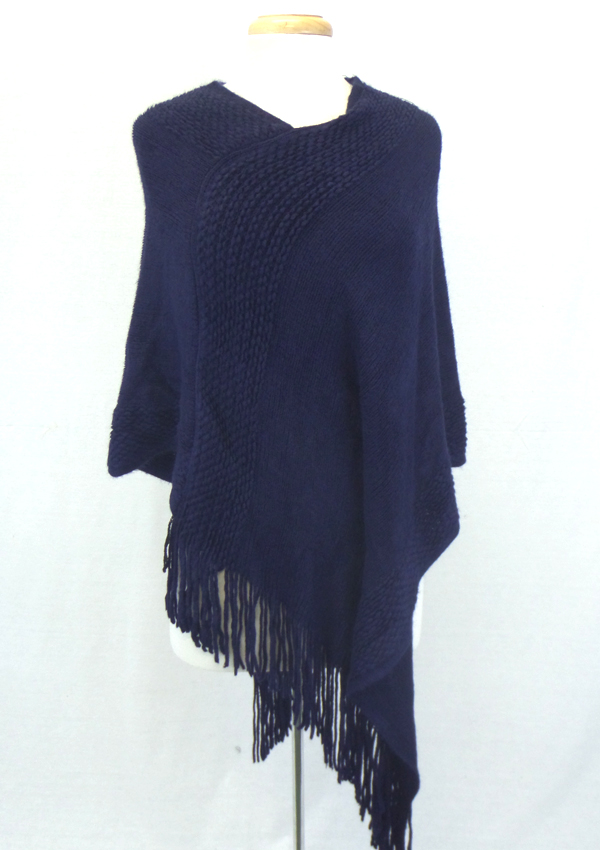 Fringe drop knit poncho
