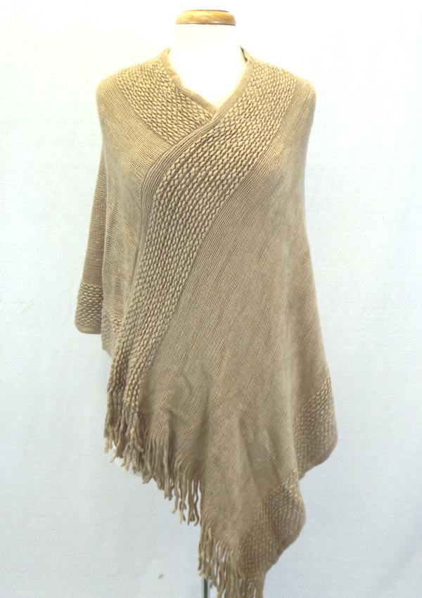 Fringe drop knit poncho