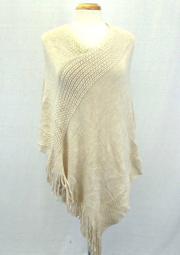 Fringe drop knit poncho