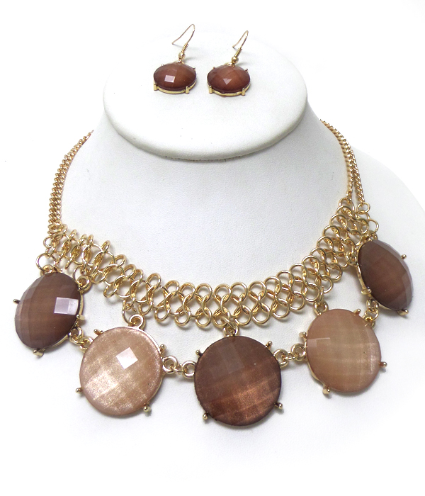 Layer chain and stones necklace set