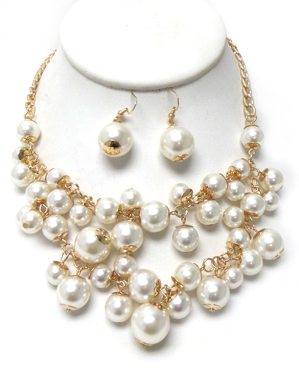 Two layer pearl drop necklace set