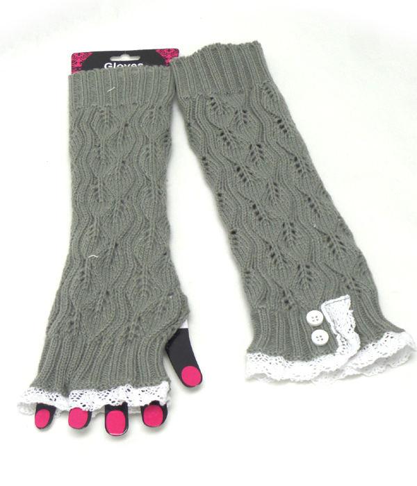 Lace open finger knit glove or arm warmer