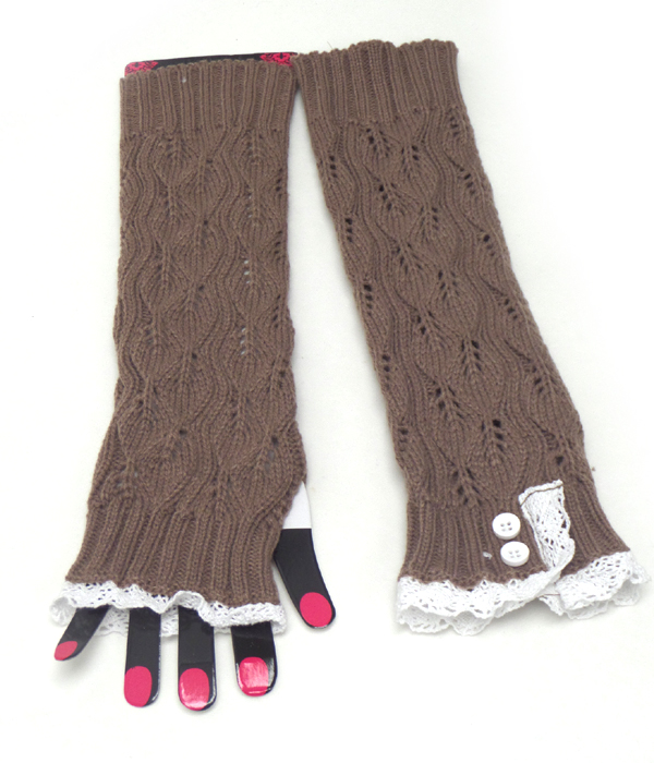 Lace open finger knit glove or arm warmer