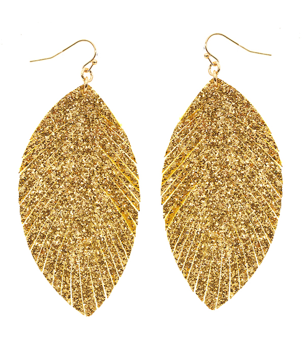 Faux leather feather earring