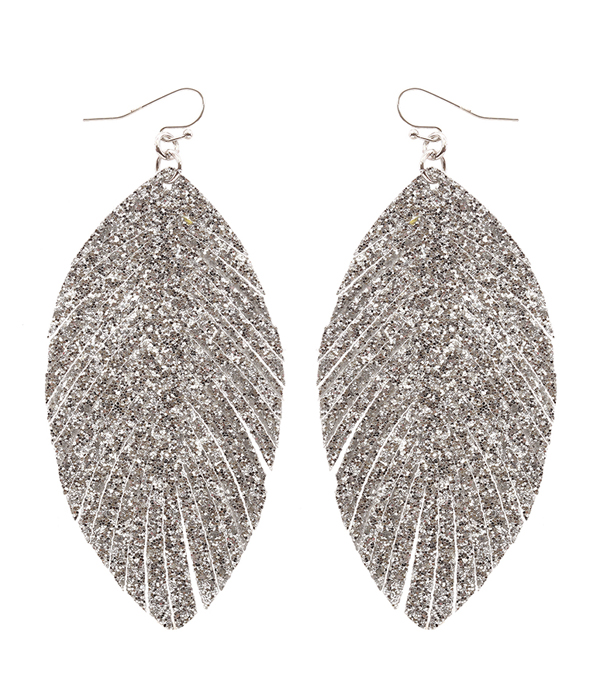 Faux leather feather earring