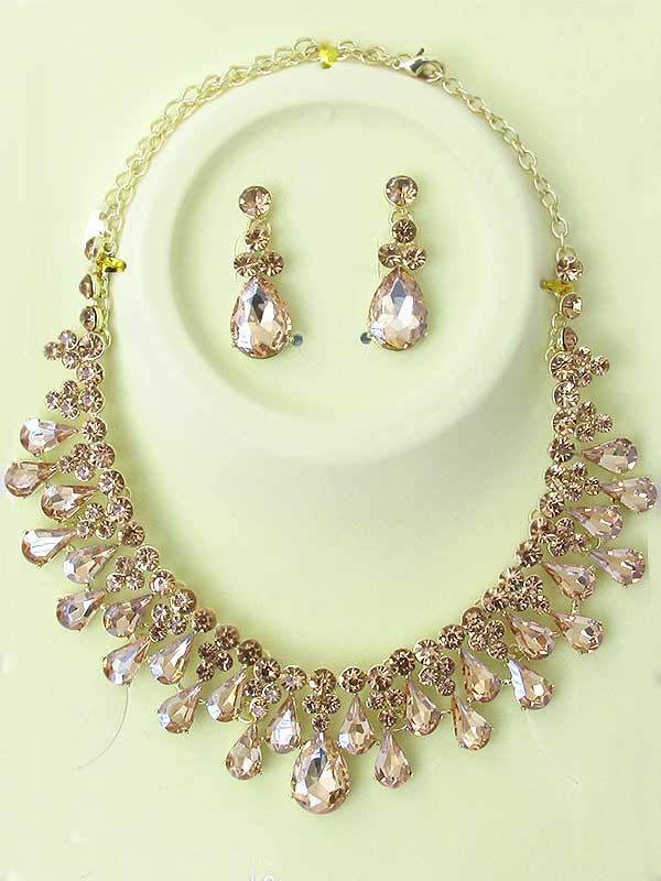 Luxury class victorian style and australian crystal party necklace set
