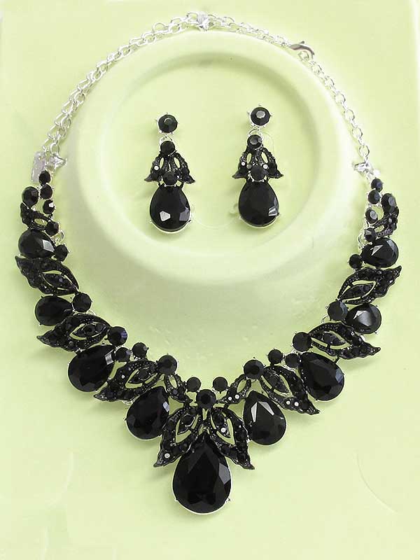 Luxury class victorian style and australian crystal party necklace set