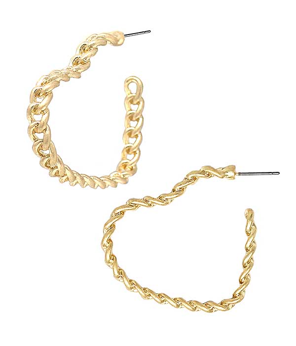Metal rope heart earring -valentine