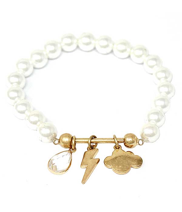 CLOUD AND LIGHTNING CHARM STRETCH BRACELET