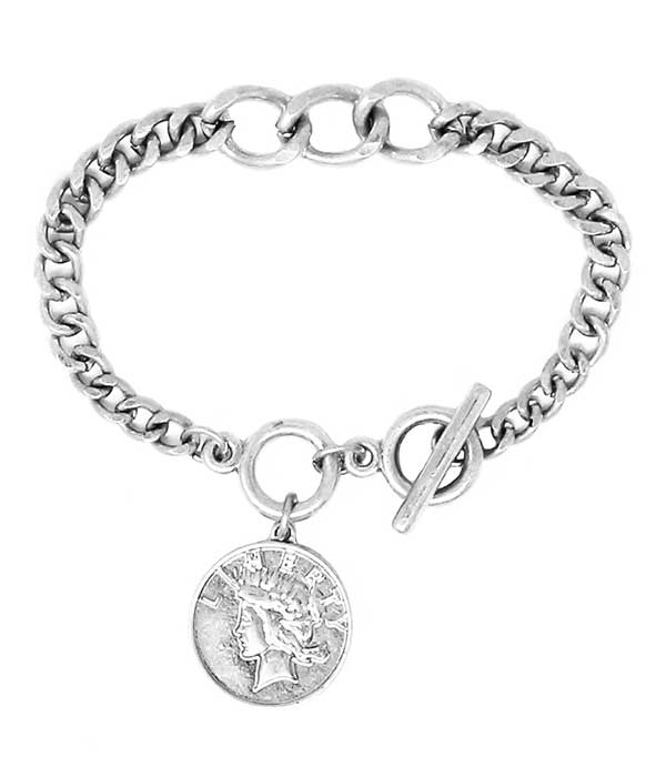 COIN CHARM chain TOGGLE BRACELET