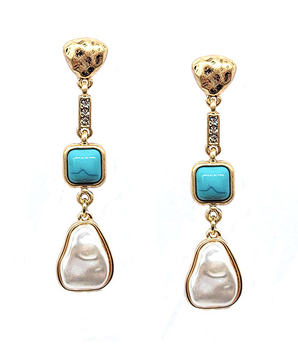 PEARL AND TURQUOISE DROP EARRING