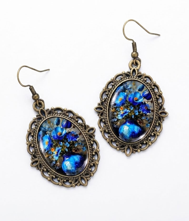 Vintage floral vase earring