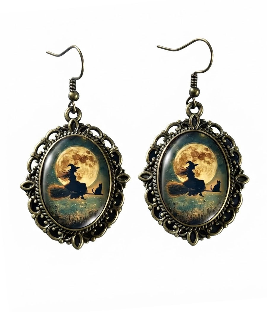Halloween theme witch earring