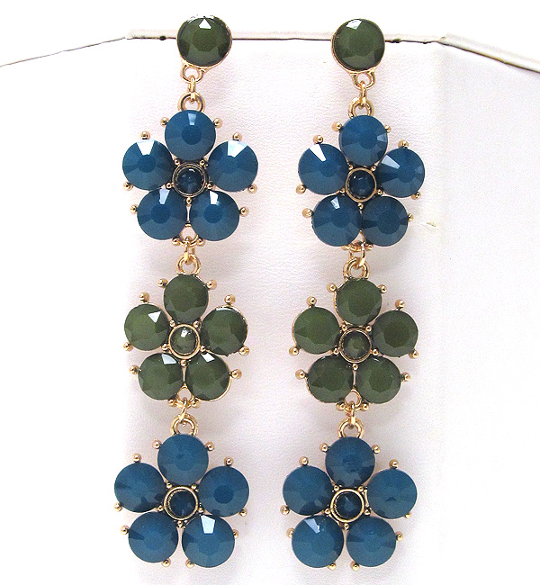 Facet acryl flower coneted line drop earring