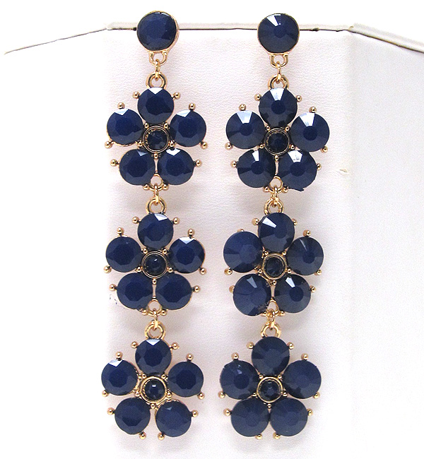 Facet acryl flower coneted line drop earring