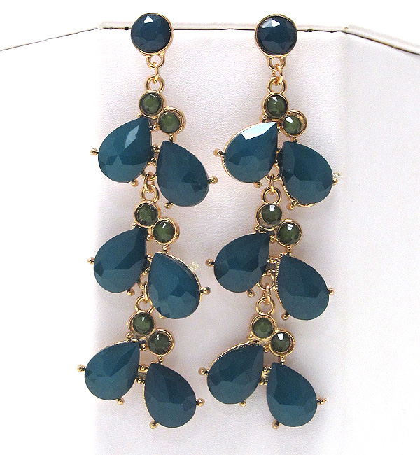 Facet acryl tear drop coneted line drop earring