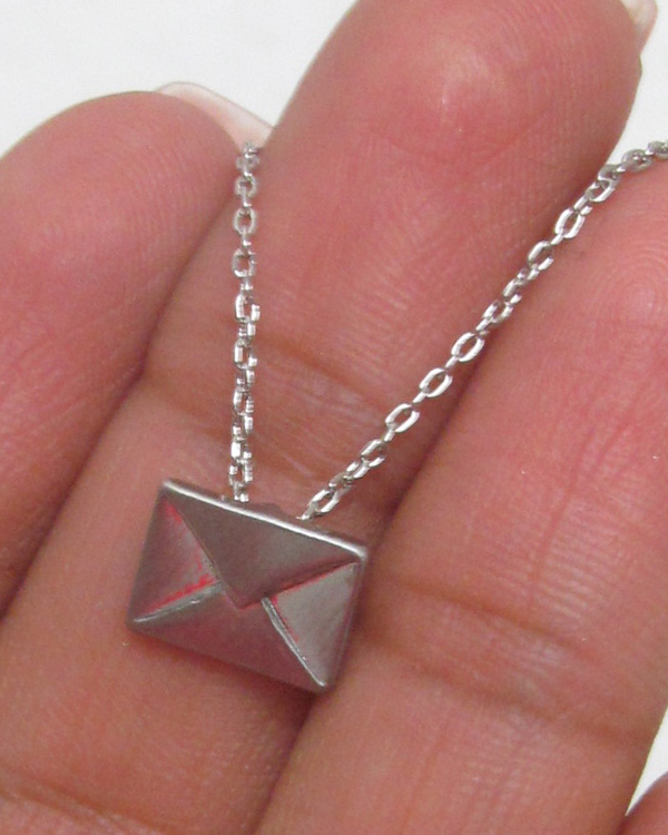 Letter envelope mini pendant necklace